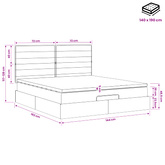 Łóżko ottoman z materacem kremowy 140 x 190 cm tkanina