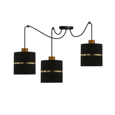 Lampa wisząca z abażurami Assam czarna ze złotym pasem potrójna nowoczesna do salonu