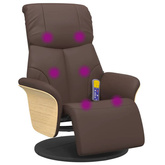 vidaXL Rozkładany fotel masujący z podnóżkiem, brązowy, sztuczna skóra