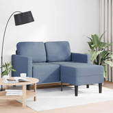 Sofa 2-osobowa z leżanką w kształcie litery L, niebieska