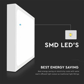 18W Plafon LED z mikrofalowym czujnikiem ruchu / Średnica: 225mm / Barwa:4000K / Klosz: Kwadratowy mleczny biała ramka / IP44