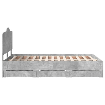 Ramka łóżka Betonowy Szary 135 x 190 cm Drewno inżynieryjne