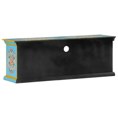 vidaXL Szafka pod TV, niebieska, 110x30x40 cm, lite drewno mango