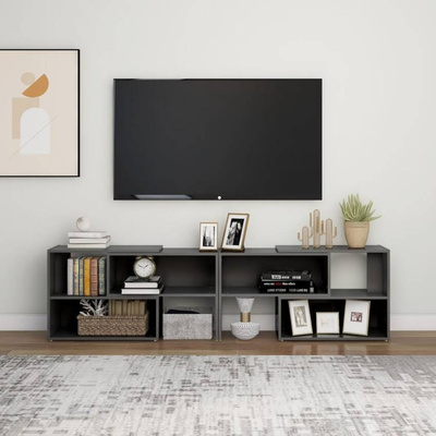 vidaXL Szafka pod TV, szara, wysoki połysk, 149x30x52 cm