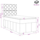 Łóżko kontynentalne z materacem kremowy 90 x 200 cm tkanina