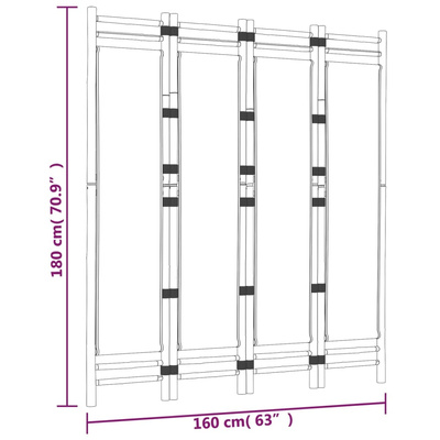 Składany parawan 4-panelowy, 160 cm, bambus i płótno