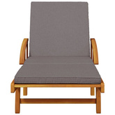 vidaXL Leżak z poduszką i stolikiem, lite drewno akacjowe