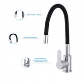 Bateria flexi czarna chrom FLOW FLEX