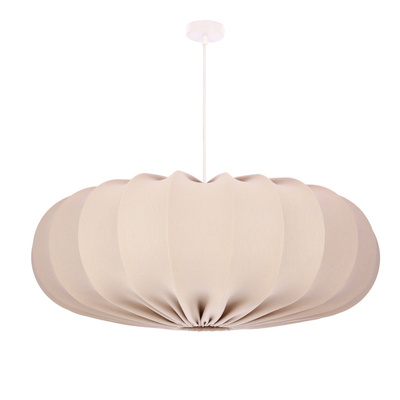 Lampa wisząca CAFEE' skandynawska z abażurem beżowym frappe 66 cm - nowoczesne oświetlenie sufitowe do salonu i jadalni E27