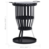 vidaXL Palenisko ogrodowe z kratką grillową, stal, 47,5 cm