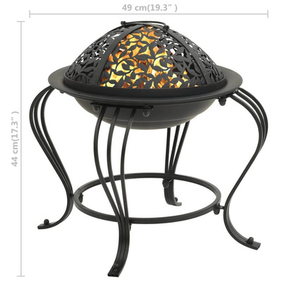 vidaXL Palenisko z pogrzebaczem, 49 cm, stal