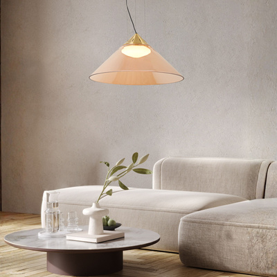 Lampa wisząca Presto 42 szklana złota z kloszem bursztynowym nad stół GX53