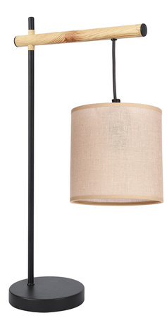 Lampka nocna Combi czarna z abażurem beżowym metalowa klasyczna