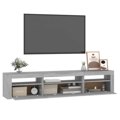 vidaXL Szafka pod TV z oświetleniem LED, szary dąb sonoma,195x35x40 cm