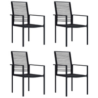 vidaXL Krzesła ogrodowe, 4 szt., rattan PVC, czarne