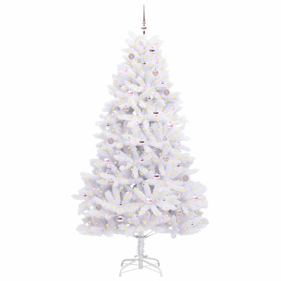 Sztuczna choinka z zawiasami z podstawą Biały 240 cm PVC i stal