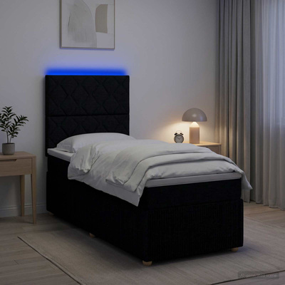 Łóżko z box spring LED z materacem Czarny 80 x 200 cm tkanina