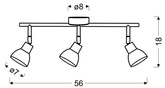 Lampa sufitowa Roy listwa regulowana 3-punktowa LED do salonu metalowa