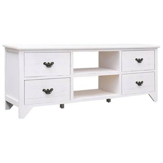 vidaXL Szafka pod TV, antyczna biel, 108x30x40 cm, drewno paulownia