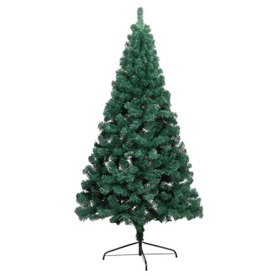 Choinka z lampkami i bombkami, połówka, zielona, 210 cm vidaXL