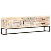vidaXL Szafka pod TV, biała, 140 x 30 x 45 cm, lite drewno akacjowe