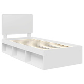 Ramka łóżka Z zagłówkiem Biały 90 x 200 cm Lite drewno sosnowe