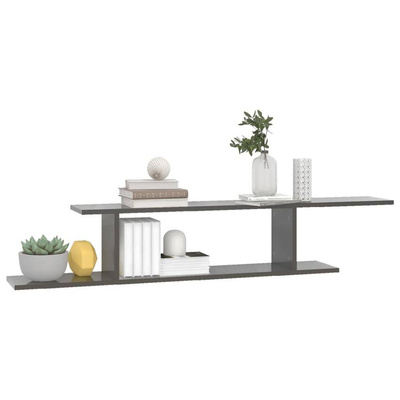 vidaXL Wisząca szafka pod TV, szara z połyskiem, 125x18x23 cm