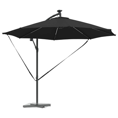 Parasol plażowy 294 x 294 x 248 cm Poliester i aluminium Czarny