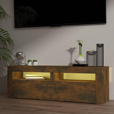 vidaXL Szafka pod TV z oświetleniem LED, przydymiony dąb, 120x35x40 cm