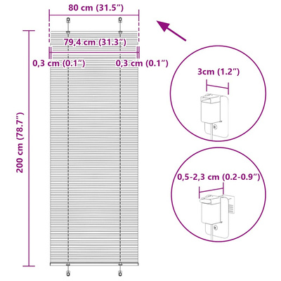 Roleta plisowana Zielony Benzyna 80x200 cm Szerokość tkaniny