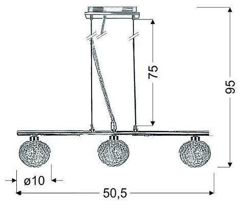 Lampa wisząca chrom szklana kula w oplocie 3x40W Wind Candellux 33-14085  