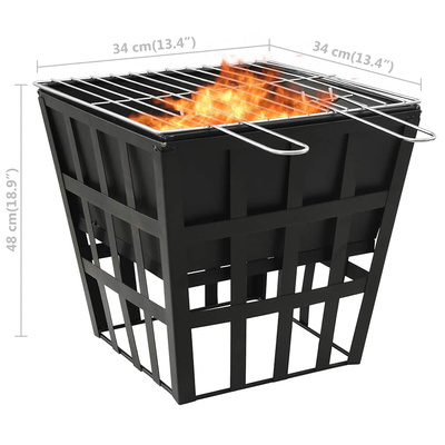 Palenisko i grill 2-w-1, 34 x 34 x 48 cm, stal