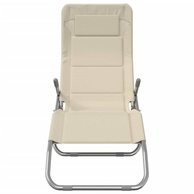 vidaXL Składne leżaki 2 szt., kremowe, tkanina Textilene i stal