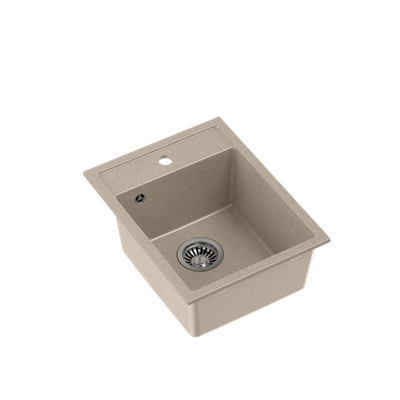 JOHNNY 90 GraniteQ zlewozmywak granitowy river sand (beżowy) 1-komorowy z/o (39x50x20), z syfonem stal szlachetna