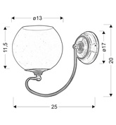 Lampa ścienna kinkiet 1X60W E27 patyna miedź ORBIT 21-69344