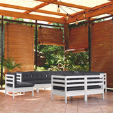 9-cz. zestaw wypoczynkowy do ogrodu, z poduszkami, biała sosna