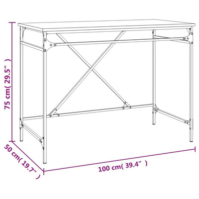 vidaXL Biurko, czarne, 100x50x75 cm, materiał drewnopochodny i żelazo