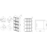 Kabina walk-in ii 100x200cm geometryczna 8mm shiny-glass czarny AK-32-107-S Invena