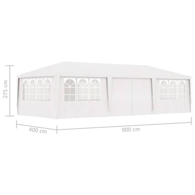 vidaXL Namiot imprezowy ze ściankami, 4x9 m, biały, 90 g/m²