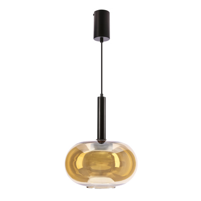 Lampa wisząca Bueno szklana pojedyncza bursztynowy klosz GX53