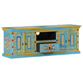 vidaXL Szafka pod TV, niebieska, 110x30x40 cm, lite drewno mango