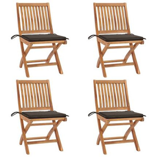 vidaXL Składane krzesła ogrodowe z poduszkami, 4 szt., drewno tekowe