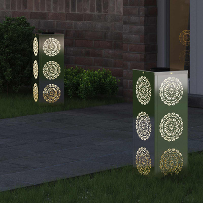 Słoneczna LED lampa na ścieżkę 2 pcs Srebrny Stal nierdzewna