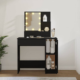 vidaXL Toaletka z oświetleniem LED, czarna, 86,5x35x136 cm