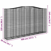 Kosze gabionowe, 6 szt, 400x50x220/240 cm, galwanizowane żelazo