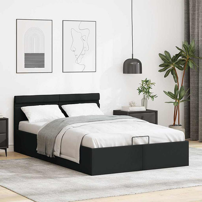 vidaXL Rama łóżka z podnośnikiem i LED, czarna, ekoskóra, 140 x 200 cm
