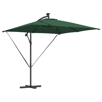 Parasol plażowy z paskami LED Zielony 249 x 249 x 250 cm