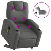 vidaXL Podnoszony fotel masujący, elektryczny, rozkładany, ciemnoszary