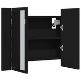 Szafka łazienkowa z lustrem i LED, czarna, 60x12x45 cm, akryl