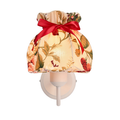 ROZANO lampa kinkiet biały 1x40W E27 abażur kwiatowy